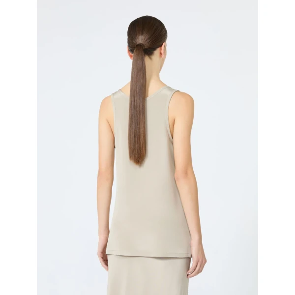 Max Mara Pavido Silk Crepe de Chine Top in Stone Grey | Blouse | Luxury Shoes 