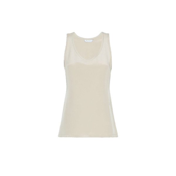 Max Mara Pavido Silk Crepe de Chine Top in Stone Grey | Blouse | Luxury Shoes 