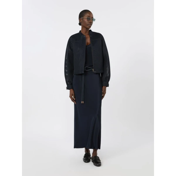 Max Mara Pavido Silk Crepe de Chine Top in Ultramarine | Blouse | Luxury Shoes 