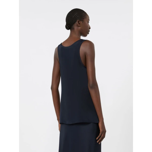 Max Mara Pavido Silk Crepe de Chine Top in Ultramarine | Blouse | Luxury Shoes 