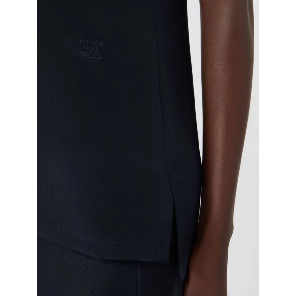 Max Mara Pavido Silk Crepe de Chine Top in Ultramarine | Blouse | Luxury Shoes 