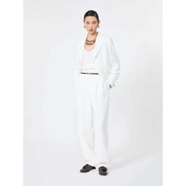 Max Mara Pavido Silk Crepe de Chine Top in White | Blouse | Luxury Shoes 