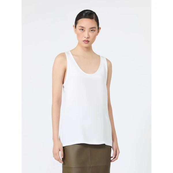 Max Mara Pavido Silk Crepe de Chine Top in White | Blouse | Luxury Shoes 