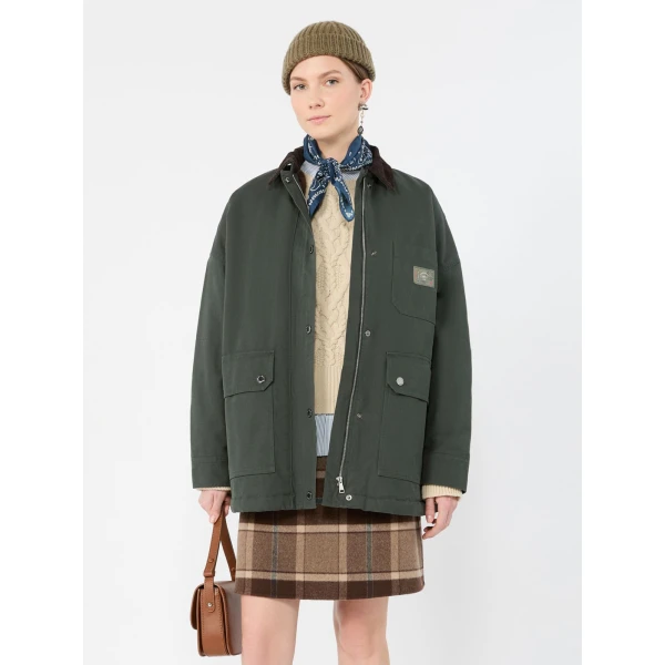 Max Mara Pecora Cotton Canvas Workwear Jacket in Dark Green | Jackets | Luxury Shoes 