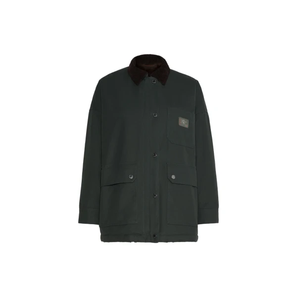 Max Mara Pecora Cotton Canvas Workwear Jacket in Dark Green | Jackets | Luxury Shoes 