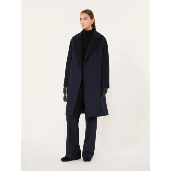 Max Mara Pedale Wool Wrap Coat in Navy | Wool Coat | Luxury Shoes 