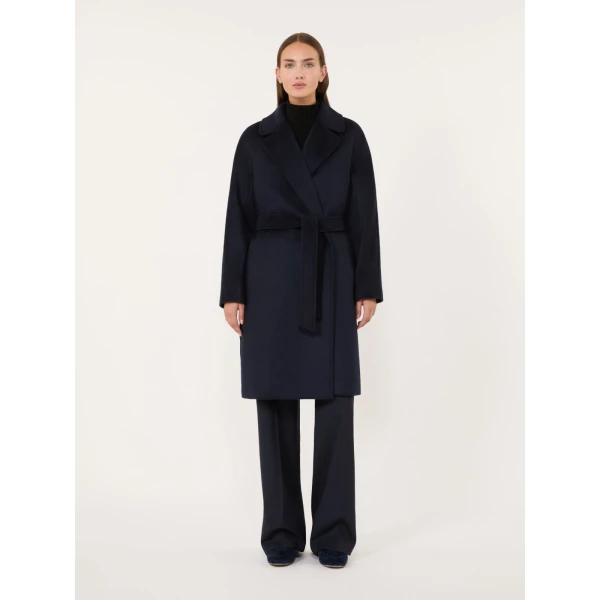 Max Mara Pedale Wool Wrap Coat in Navy | Wool Coat | Luxury Shoes 