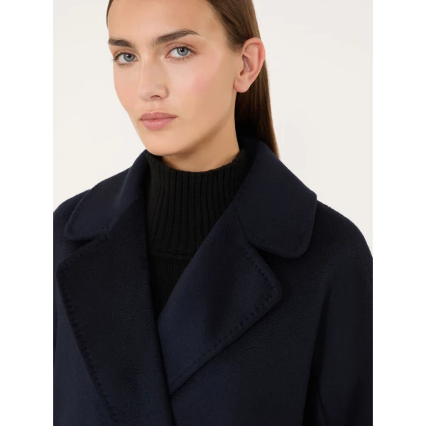 Max Mara Pedale Wool Wrap Coat in Navy | Wool Coat | Luxury Shoes 