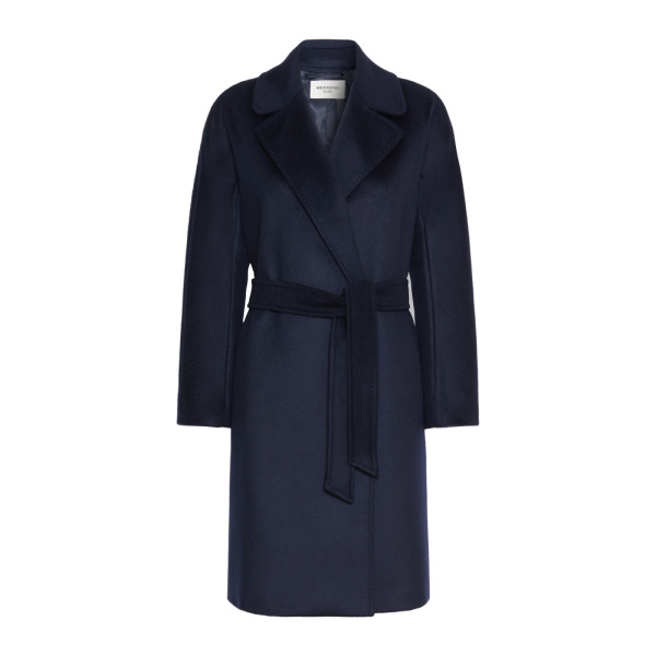 Max Mara Pedale Wool Wrap Coat in Navy | Wool Coat | Luxury Shoes 