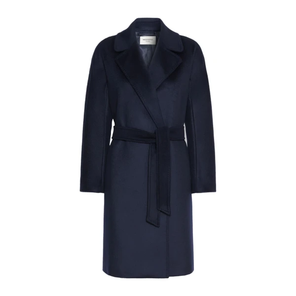 Max Mara Pedale Wool Wrap Coat in Navy | Wool Coat | Luxury Shoes 