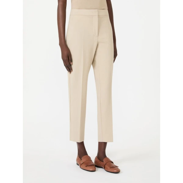 Max Mara Pegno Viscose Jersey Trousers in Stone Grey | Tailored pants | Luxury Shoes 
