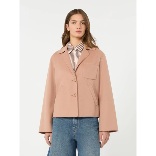 Max Mara Pelota Double Wool Cropped Jacket in Antique Rose | Blazers | Luxury Shoes 