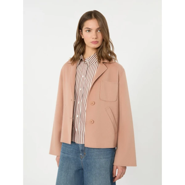 Max Mara Pelota Double Wool Cropped Jacket in Antique Rose | Blazers | Luxury Shoes 