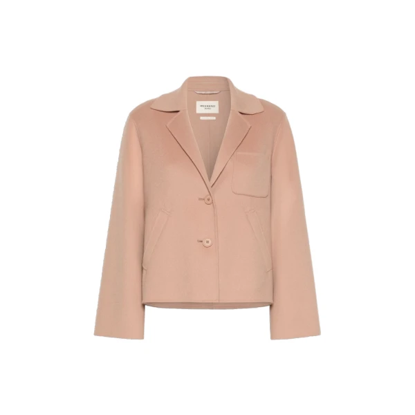 Max Mara Pelota Double Wool Cropped Jacket in Antique Rose | Blazers | Luxury Shoes 