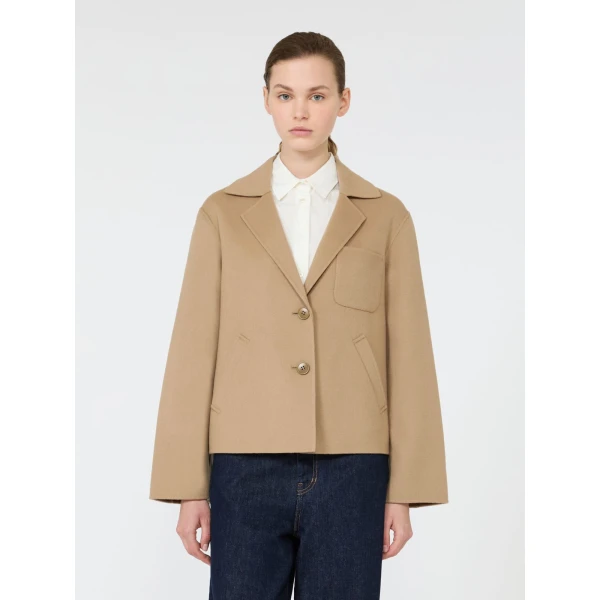 Max Mara Pelota Double Wool Cropped Jacket in Camel | Blazers | Luxury Shoes 