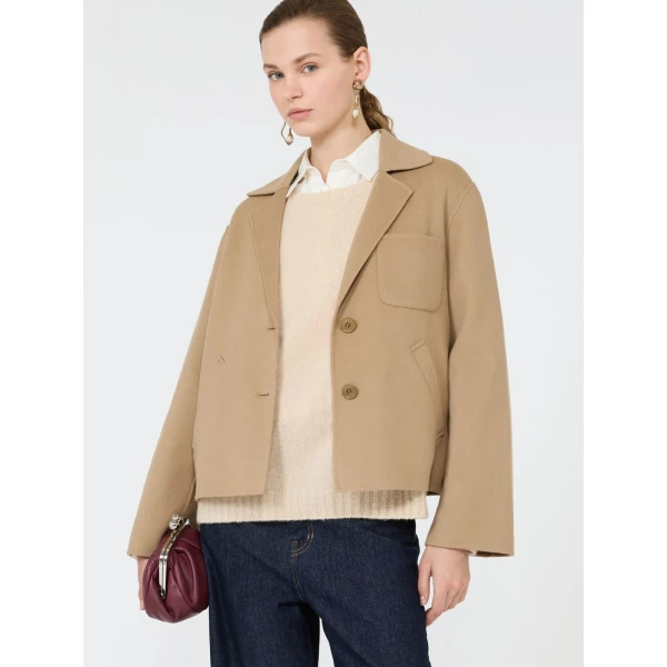 Max Mara Pelota Double Wool Cropped Jacket in Camel | Blazers | Luxury Shoes 