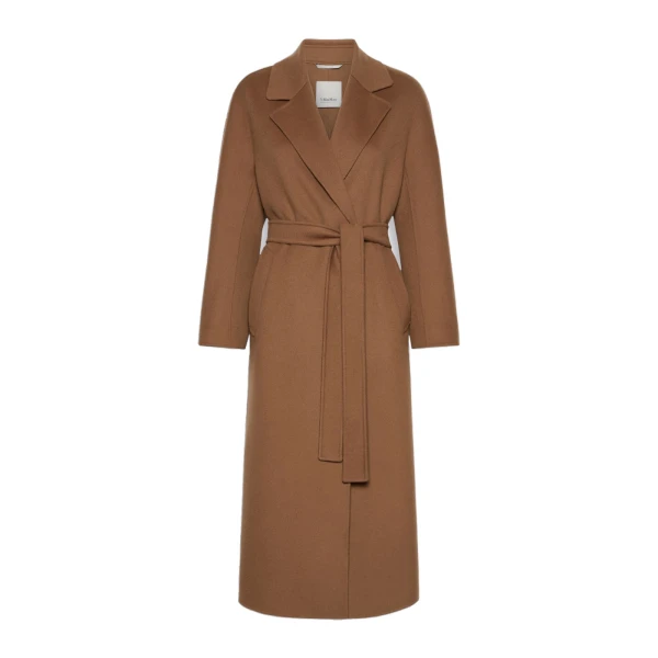 Max Mara Penelope Long Wool Drap Wrap Coat in Hazelnut Brown | Wool Coat | Luxury Shoes 