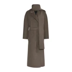 Max Mara Peonie Long Double Wool Wrap Coat in Medium Grey | Wool Coat | Luxury Shoes 