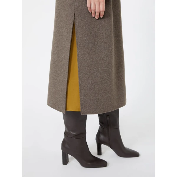 Max Mara Peonie Long Double Wool Wrap Coat in Medium Grey | Wool Coat | Luxury Shoes 