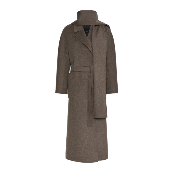 Max Mara Peonie Long Double Wool Wrap Coat in Medium Grey | Wool Coat | Luxury Shoes 
