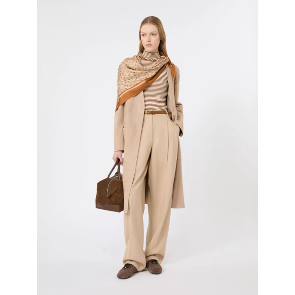 Max Mara Pepato Sleeveless Viscose Crepe Polo-Neck in Caramel | Turtlenecks | Luxury Shoes 