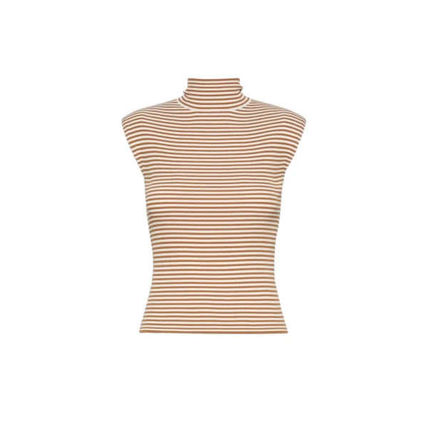 Max Mara Pepato Sleeveless Viscose Crepe Polo-Neck in Caramel | Turtlenecks | Luxury Shoes 