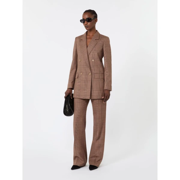 Max Mara Pepato Slim Patterned Wool Grisaille Trousers in Camel | Tailored pants | Luxury Shoes 