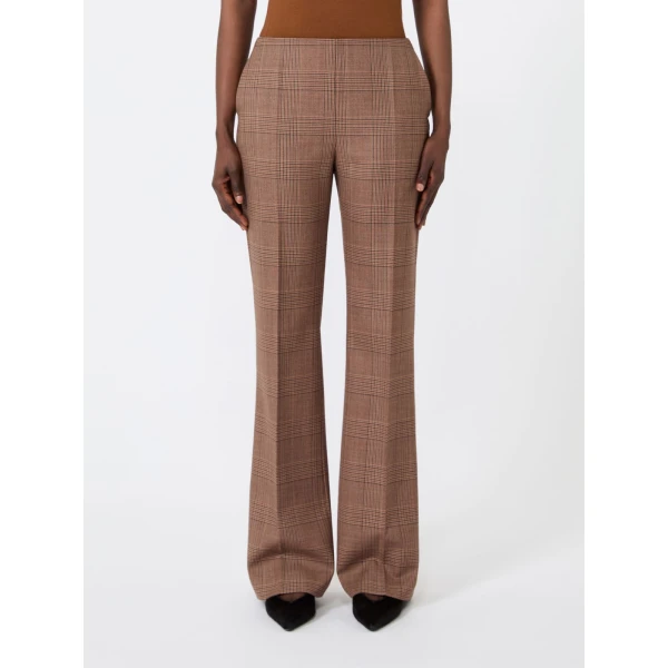 Max Mara Pepato Slim Patterned Wool Grisaille Trousers in Camel | Tailored pants | Luxury Shoes 