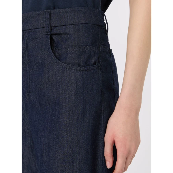 Max Mara Peplo Cotton Denim Barrel-Leg Trousers in Midnight Blue | Denim | Luxury Shoes 