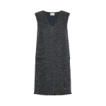 Max Mara Pera Sleeveless Boucle Jersey Mini Dress in Dark Grey | Mini Dresses | Luxury Shoes 