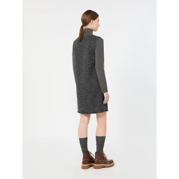 Max Mara Pera Sleeveless Boucle Jersey Mini Dress in Dark Grey | Mini Dresses | Luxury Shoes 