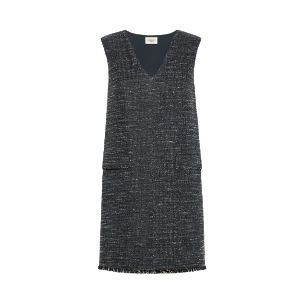 Max Mara Pera Sleeveless Boucle Jersey Mini Dress in Dark Grey | Mini Dresses | Luxury Shoes 