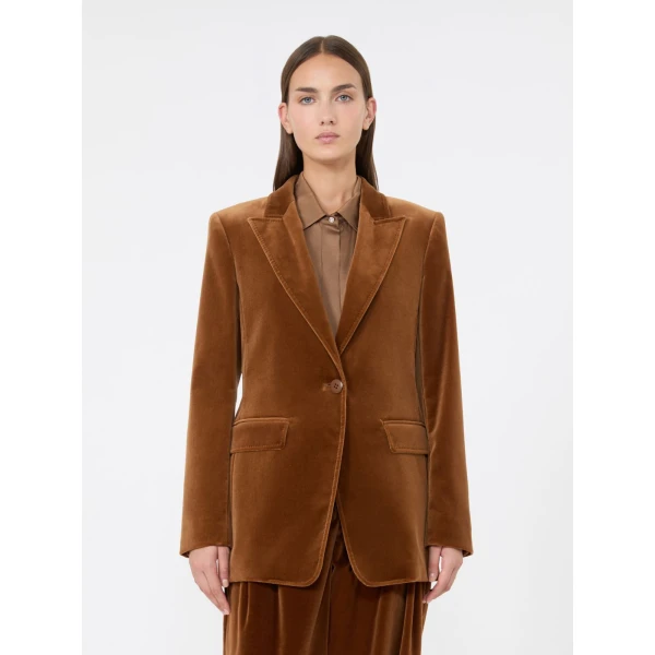 Max Mara Pera Velvet Blazer in Tobacco | Blazers | Luxury Shoes 