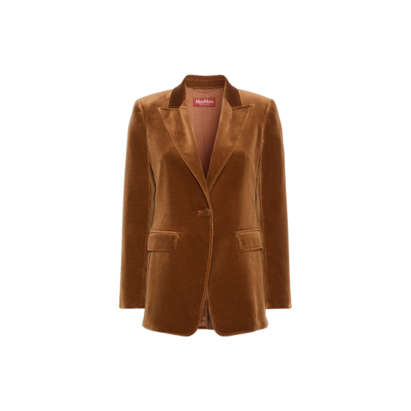 Max Mara Pera Velvet Blazer in Tobacco | Blazers | Luxury Shoes 