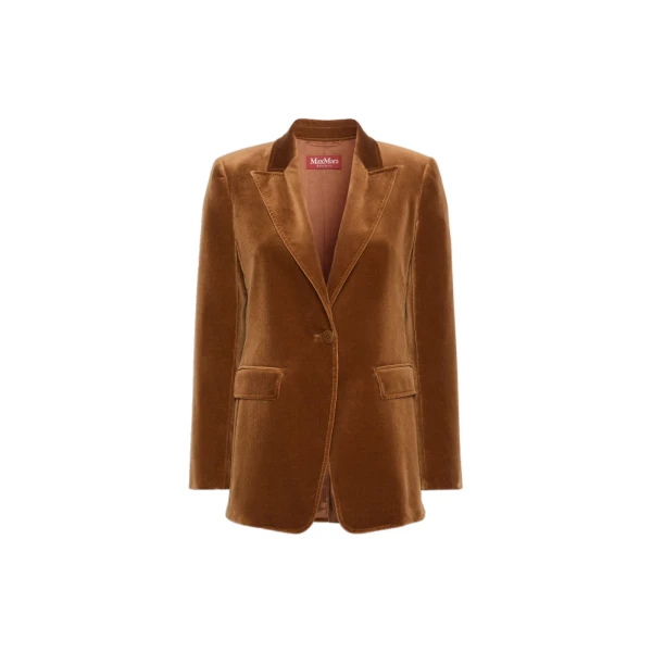 Max Mara Pera Velvet Blazer in Tobacco | Blazers | Luxury Shoes 