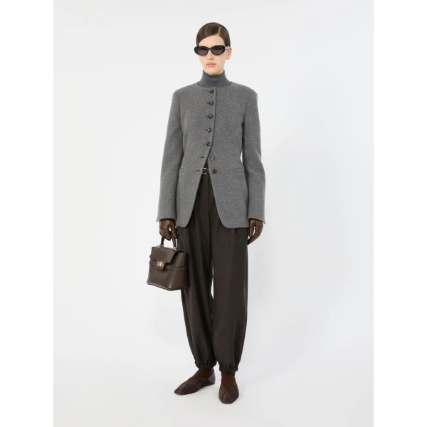 Max Mara Pergola Wool Flannel Trousers in Dark Brown | Wide leg pants | Luxury Shoes 