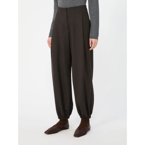 Max Mara Pergola Wool Flannel Trousers in Dark Brown | Wide leg pants | Luxury Shoes 