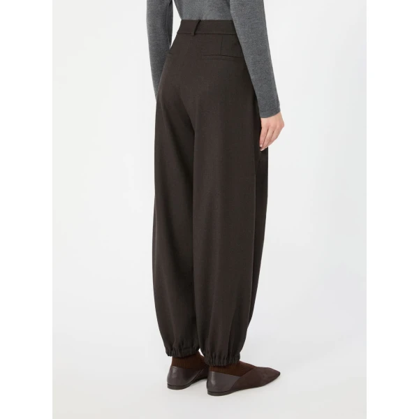 Max Mara Pergola Wool Flannel Trousers in Dark Brown | Wide leg pants | Luxury Shoes 