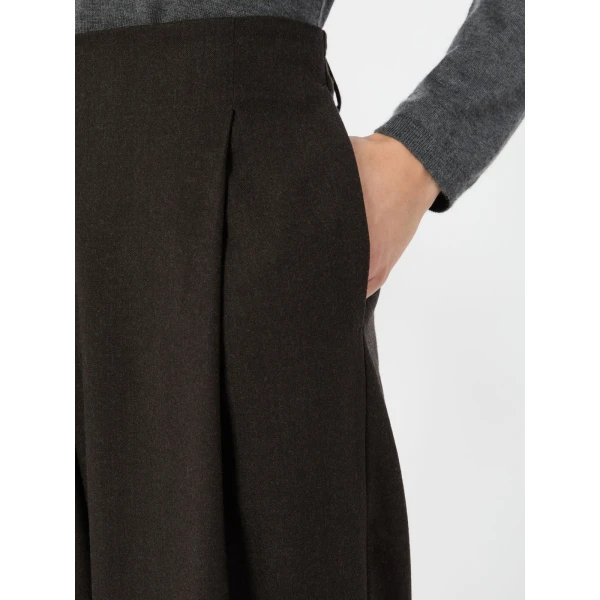 Max Mara Pergola Wool Flannel Trousers in Dark Brown | Wide leg pants | Luxury Shoes 