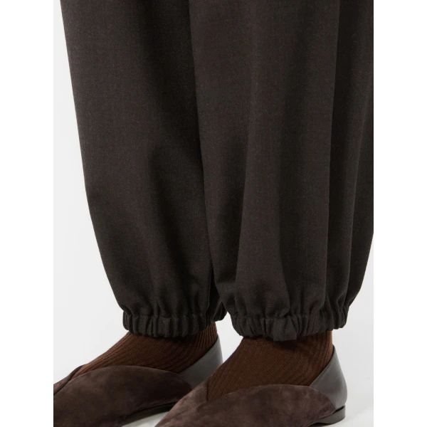 Max Mara Pergola Wool Flannel Trousers in Dark Brown | Wide leg pants | Luxury Shoes 