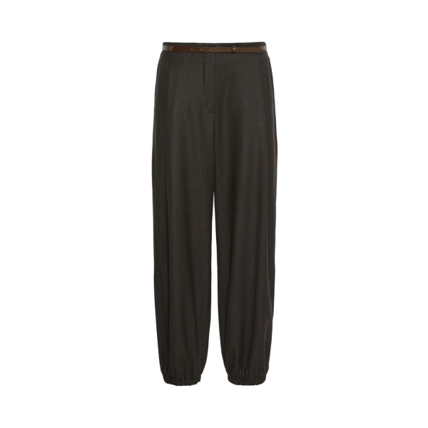 Max Mara Pergola Wool Flannel Trousers in Dark Brown | Wide leg pants | Luxury Shoes 