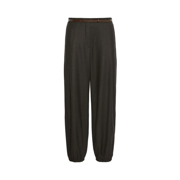 Max Mara Pergola Wool Flannel Trousers in Dark Brown | Wide leg pants | Luxury Shoes 