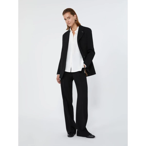 Max Mara Periodi Wool Cady Palazzo Trousers in Black | Wide leg pants | Luxury Shoes 