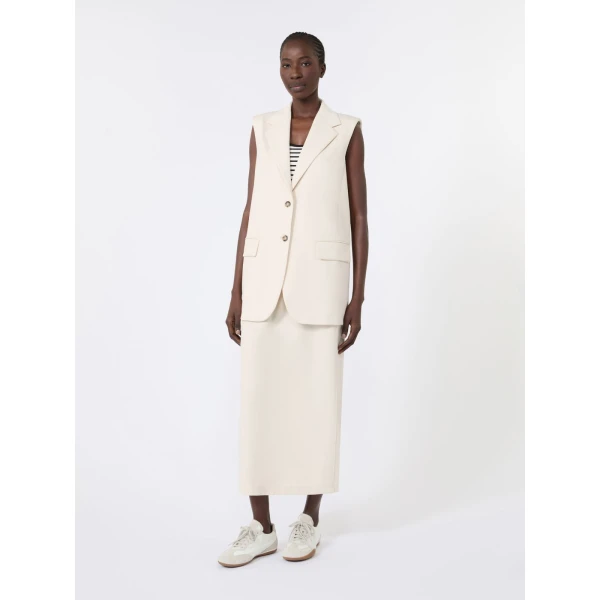 Max Mara Perle Milano Knit Jersey Maxi Skirt in Ivory | Maxi Skirts | Luxury Shoes 