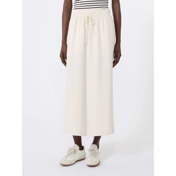 Max Mara Perle Milano Knit Jersey Maxi Skirt in Ivory | Maxi Skirts | Luxury Shoes 