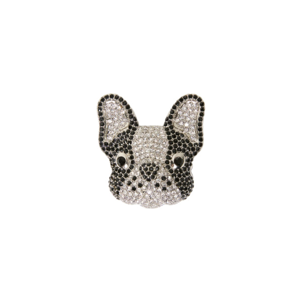 Max Mara Perle Rhinestone Metal Brooch in Black | Brooches & Pins | Luxury Shoes 
