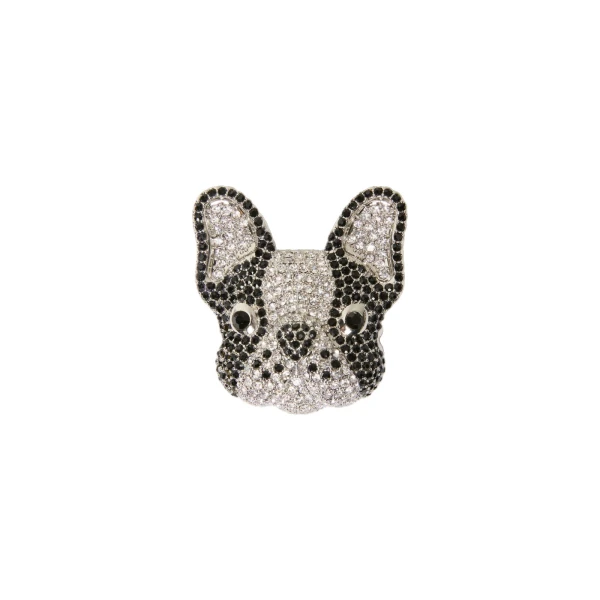 Perle Rhinestone Metal Brooch in Black