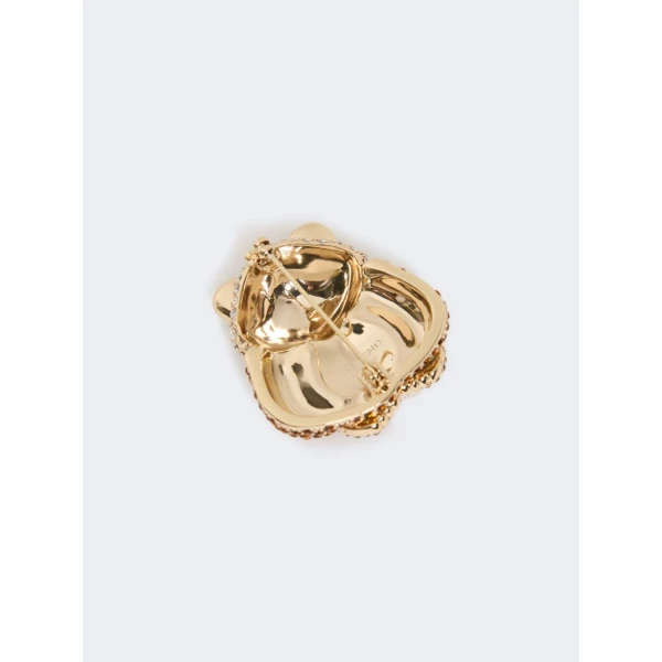 Max Mara Perle Rhinestone Metal Brooch in Bronze | Brooches & Pins | Luxury Shoes 