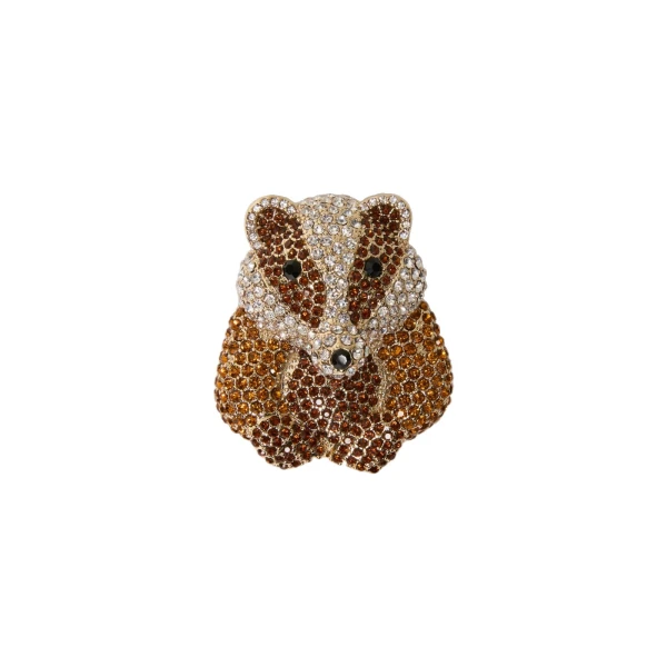 Perle Rhinestone Metal Brooch in Bronze
