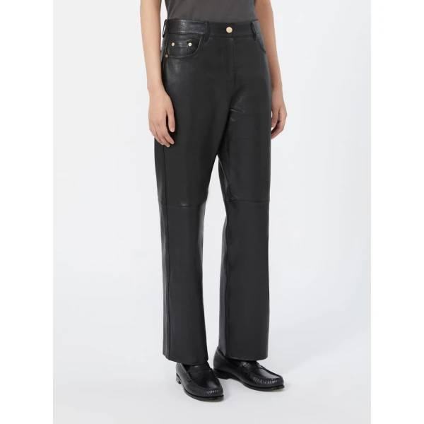Max Mara Pesca Five-Pocket Nappa Leather Trousers in Black | Tailored pants | Luxury Shoes 